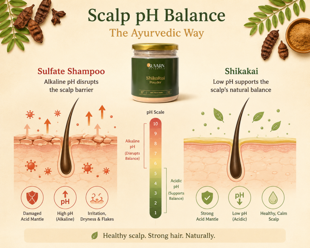 Shikakai vs shampoo scalp pH comparison — how Shikakai protects the acid mantle