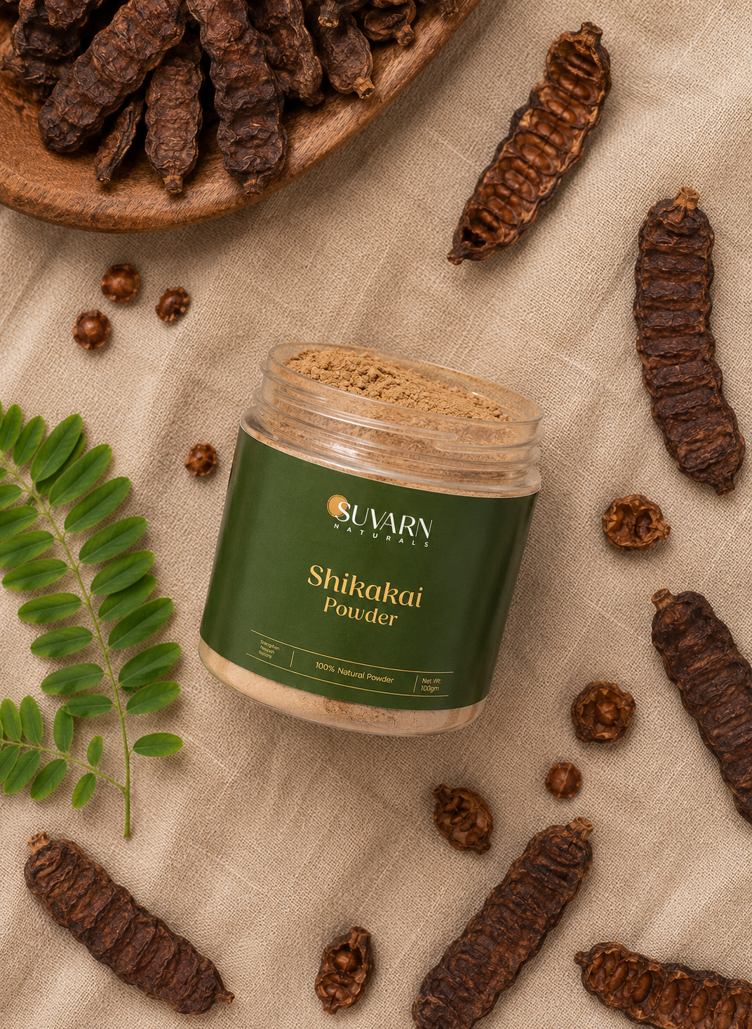 Suvarn Naturals Shikakai Powder with Acacia concinna pods — natural shampoo alternative