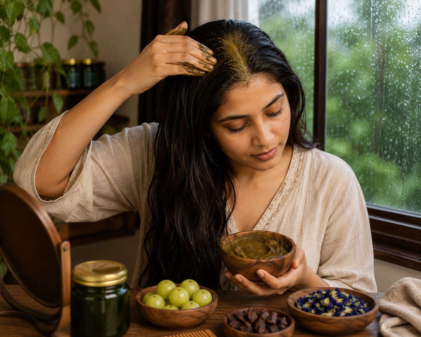 Monsoon hair fall causes and Ayurvedic remedies for women