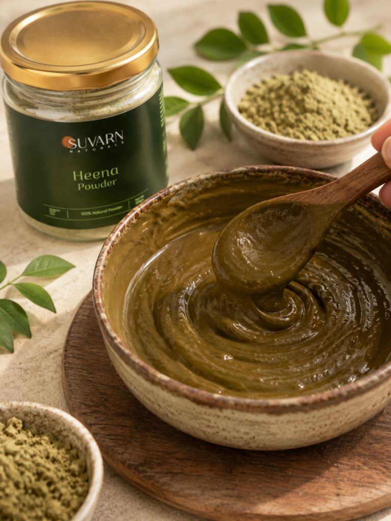 Henna powder for natural hair colour preparation