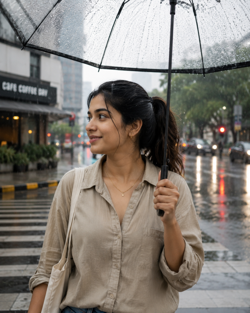 Protecting hair from rainwater damage during monsoon commute