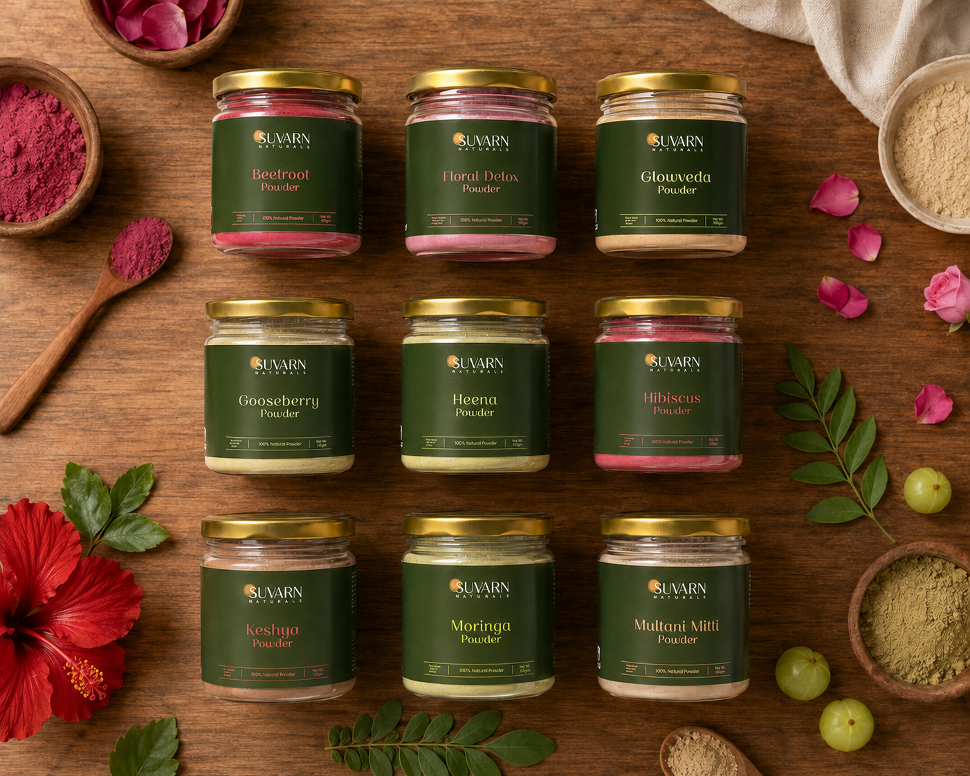 Suvarn Powder range for hair and skin care