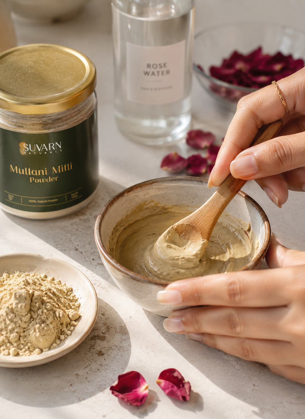 How to get rid of blackheads — mixing Multani Mitti face mask paste