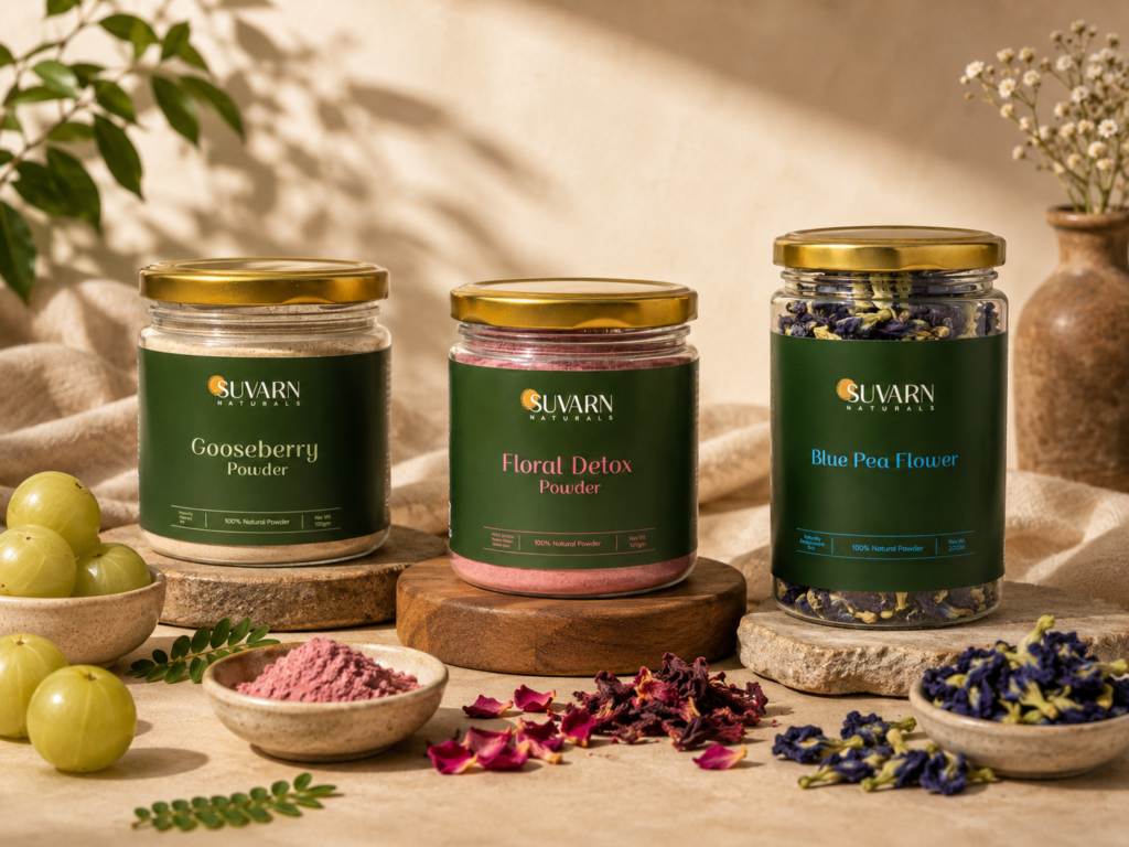 Suvarn Naturals Floral Detox Powder with Amla Powder and Blue Pea Flower